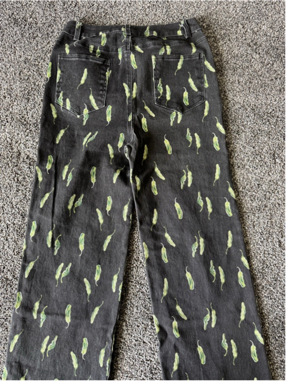Women's Bailey Rose Black & Green Pepper Print Wide Leg Jeans S - Picture 10 of 11